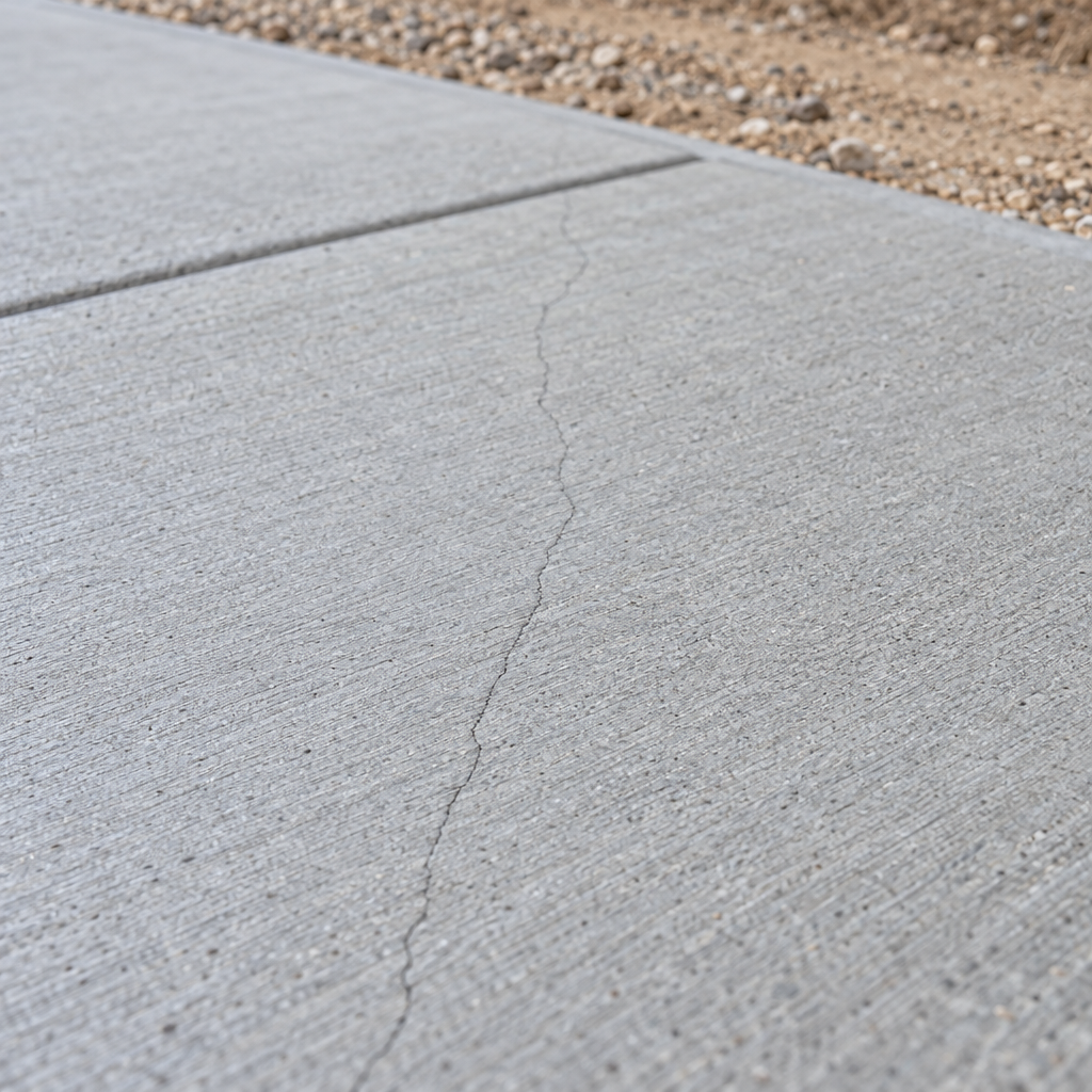 hairline crack in a concrete slab