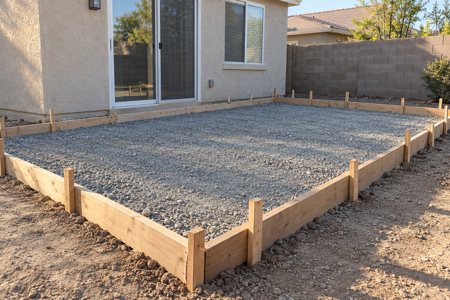 patio slab forms and base