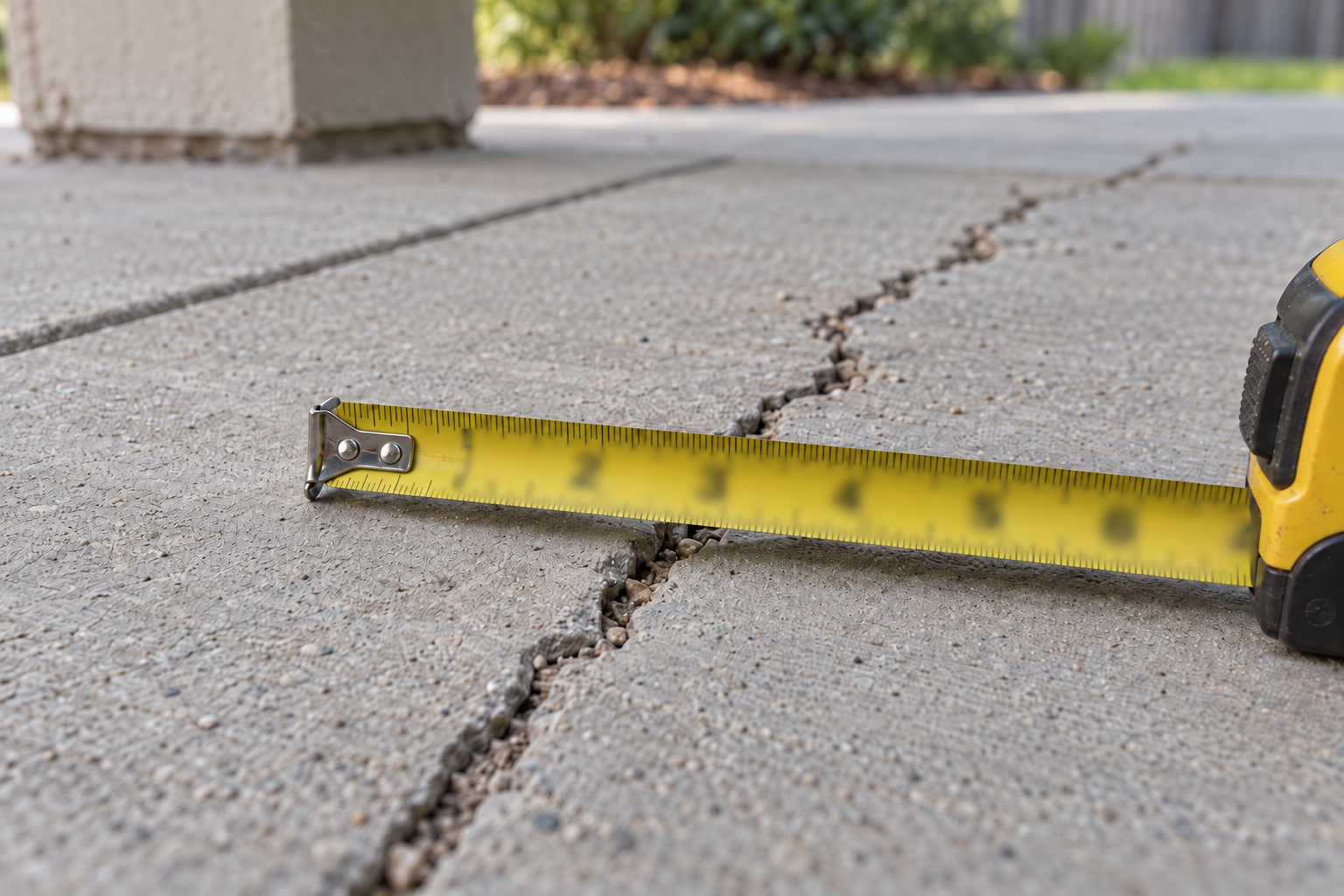 measuring a cracked concrete slab